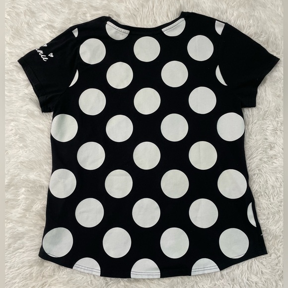 Disney Parks Minnie Mouse Vacation Winking Polka Dot Back Glitter Top Shirt XL - Picture 7 of 7